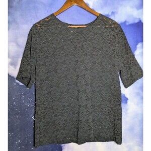 Black Floral Lace Sheer Top Size 2X Witchy Romantic Goth Whimsigoth Punk Romance